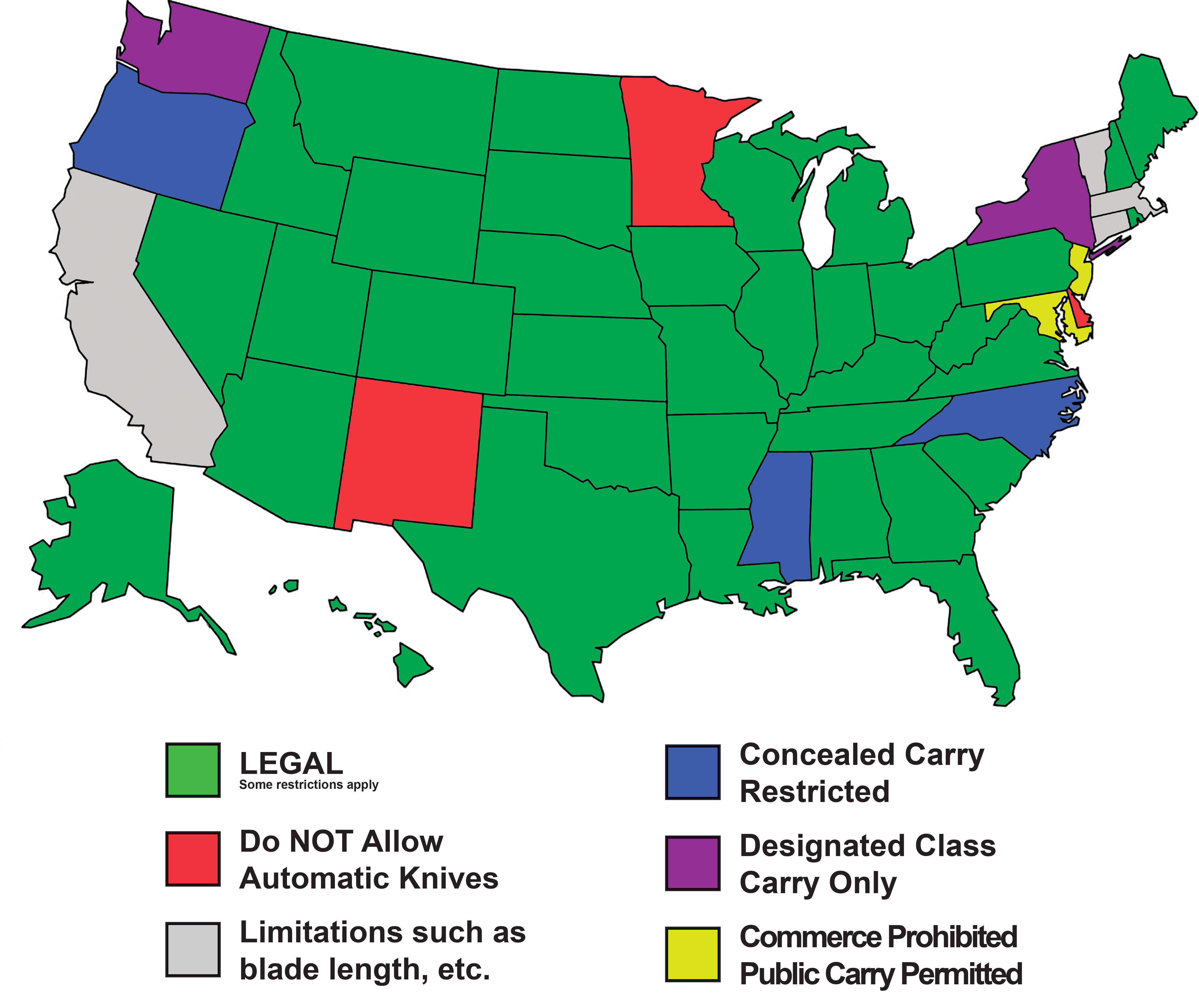 Automatic Knives Legal Status by State