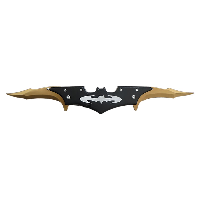 Dual Blade Tactical Bat Knife - Assisted Opening with Gold Blades