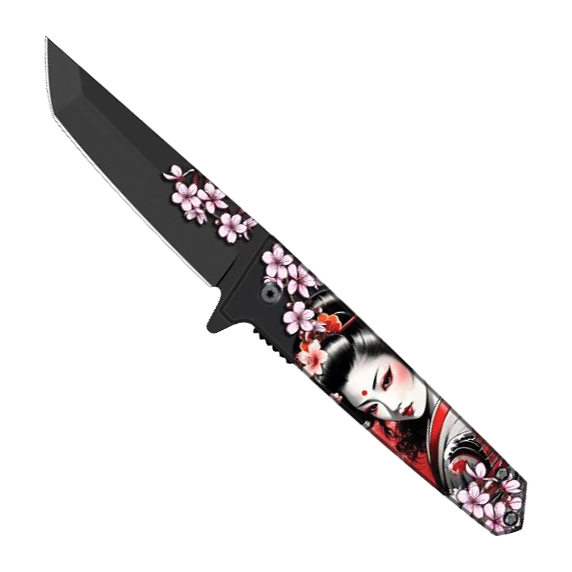 Geisha Garden Quick-Deploy Spring Assisted Knife - ABS Black