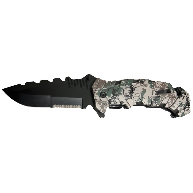 Tactical Precision Spring-Assisted Knife - Engineered for Robust Performance - Camo