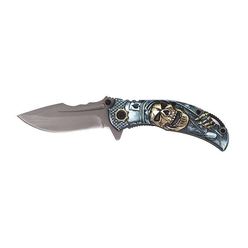 Ace Top Hat Skull Design Assisted Knife - Bone