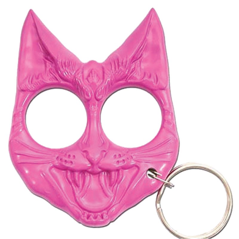 Pink Evil Cat Keychain