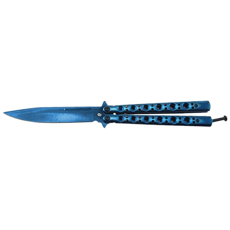 Classic 6 Hole Handle Butterfly Knife - Blue