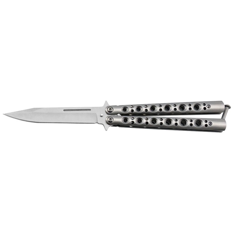 Classic 6 Hole Handle Butterfly Knife - Silver