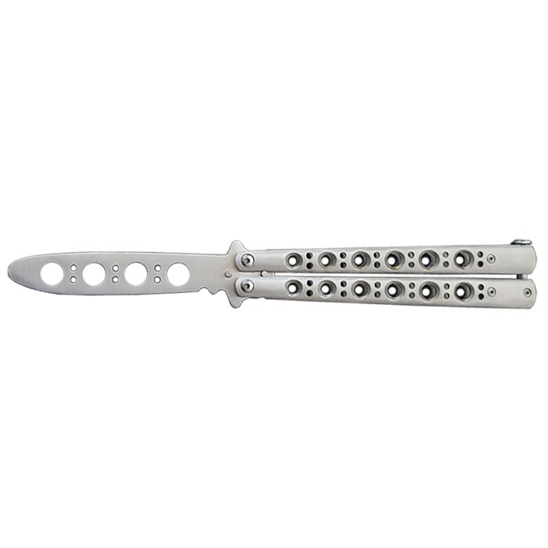 Classic 6 Hole Handle Training Butterfly Knife - Silver