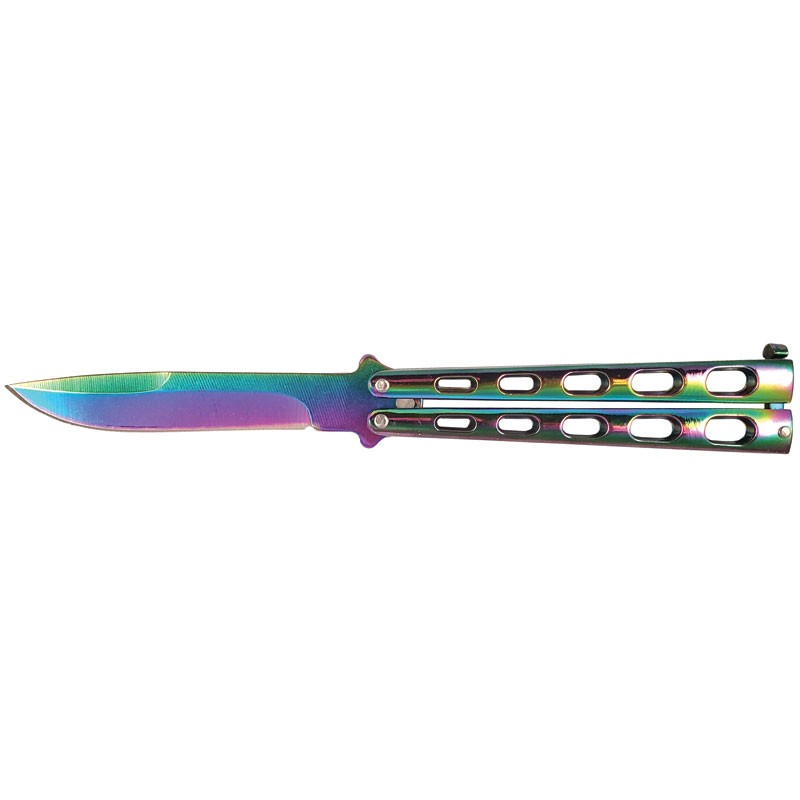 Heavy Duty Rainbow Butterfly Knife with Oval Holes