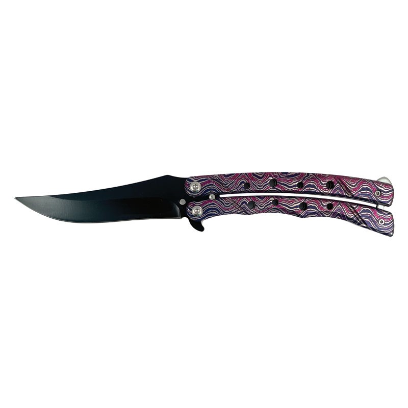 Psychedelic Handle Upswept Butterfly Knife