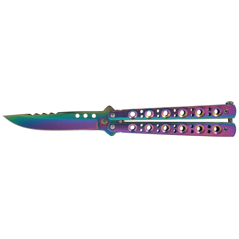 Classic Style, Stainless Steel Butterfly Knife - Rainbow