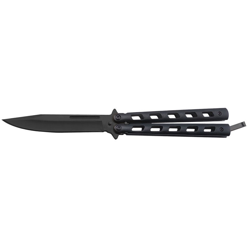 Parallelogram Hole Handle Butterfly Knife - Black