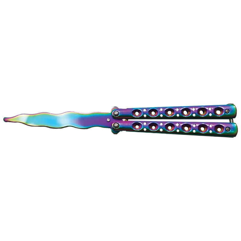 Classic KrissFlips: Training Butterfly Knife with Kriss Blade & Hole Design Handle - Rainbow