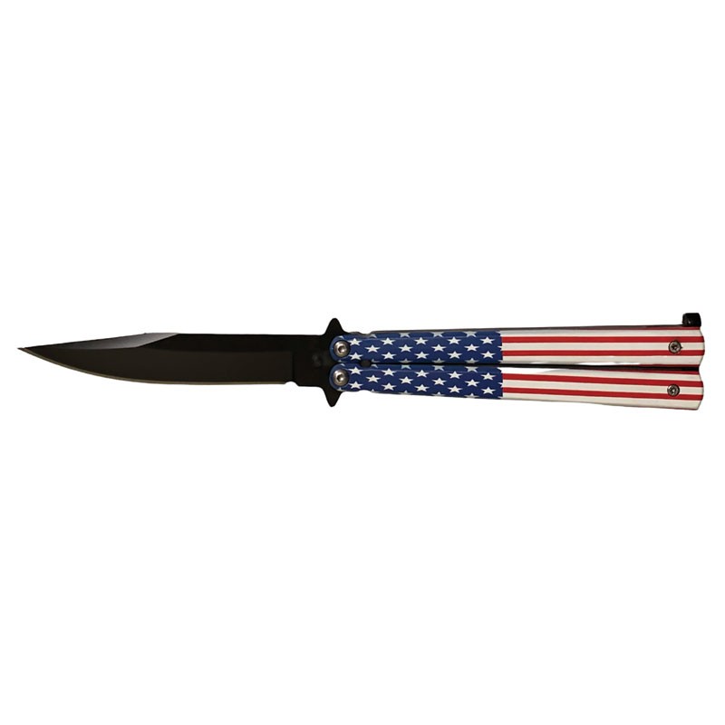 Smooth Scale Butterfly Knife - USA Flag