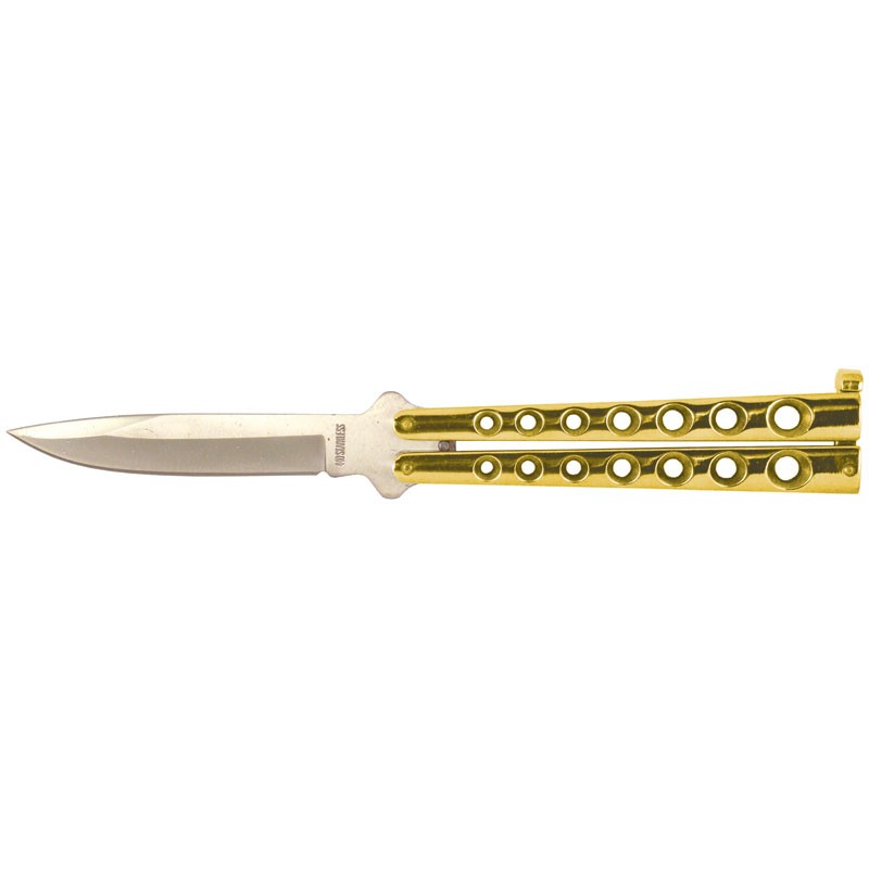 Heavy Duty Butterfly Knife with Holes - Gold
