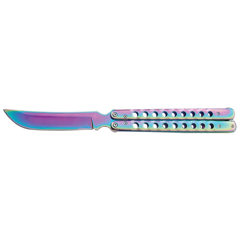 Hira Zukuri Butterfly Knife - 11" Overall - Rainbow