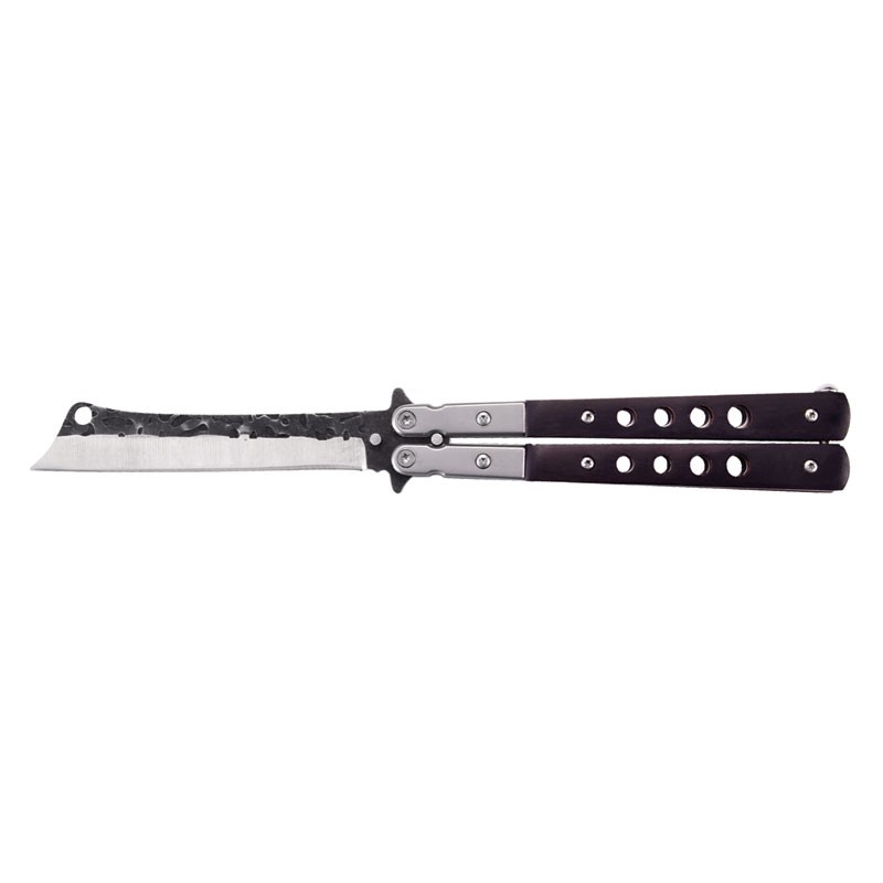 Clever Blade Butterfly Knife - Black Wood Handle
