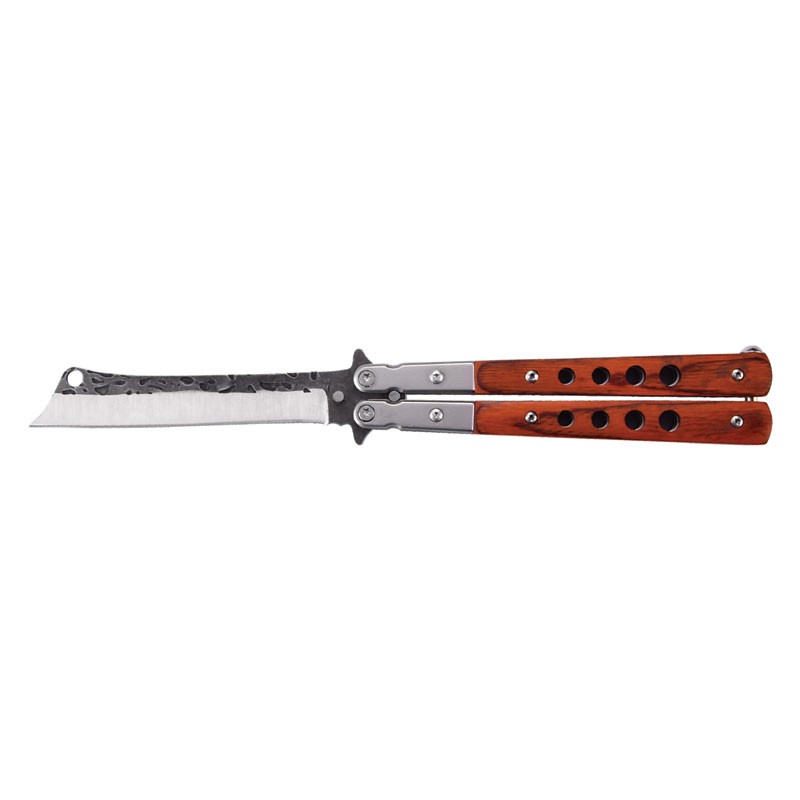 Clever Blade Butterfly Knife - Red Wood Handle