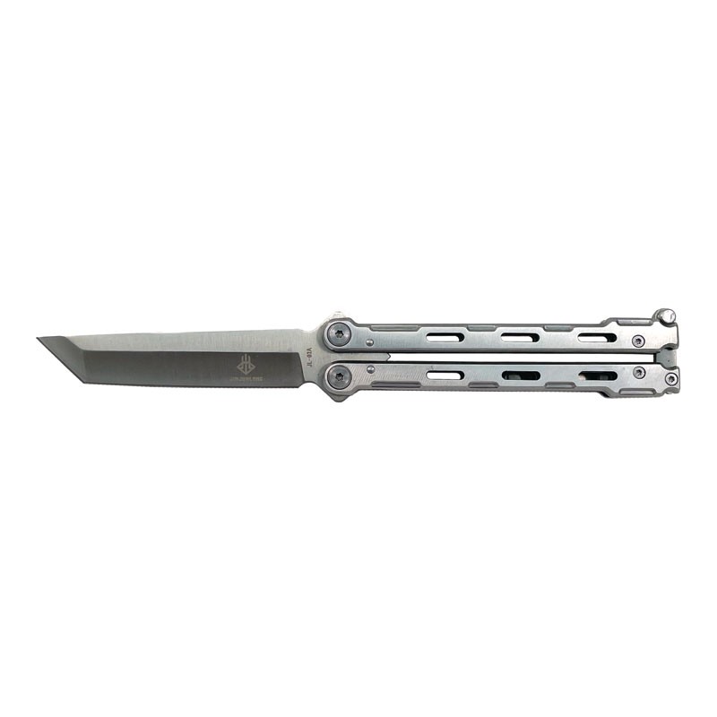 420C Butterfly Knife - Tanto Point - Silver