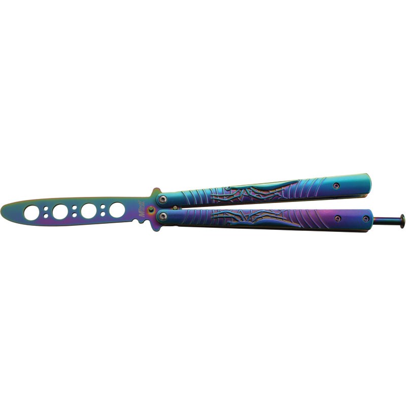 Training Butterfly Knife with Spider Design - Rainbow