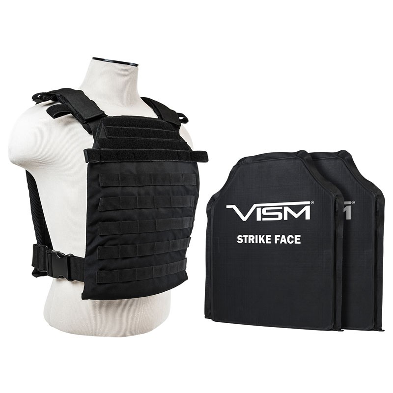 Fast Plate Carrier with 11" x 14" Level IIIA STR's Cut 2X SOFT Balllistic Panels [XL-3XL] - Black
