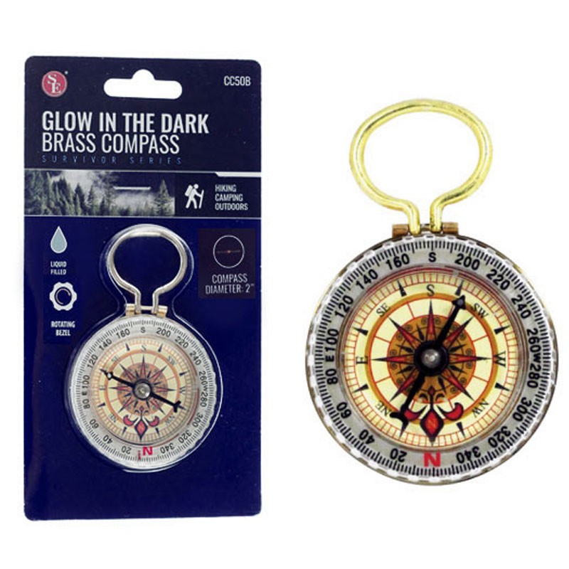 Glow in Dark Brass Compass