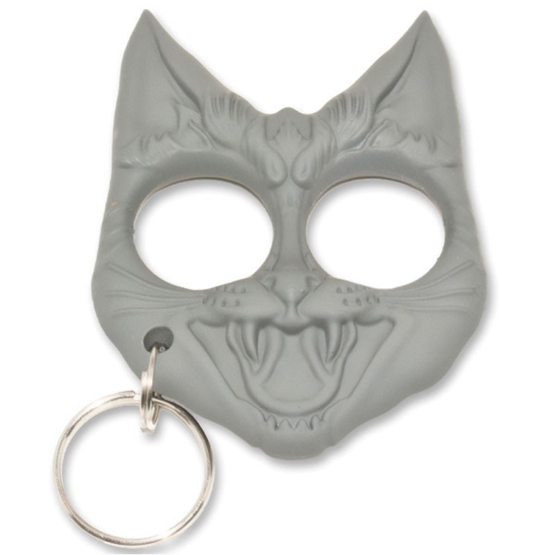 Kitty Kat Defense Keychain - Gray