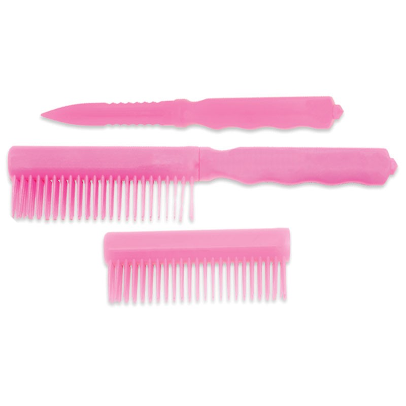 Plastic Comb Knife w/ Window Breaker Skull Crusher - Pink