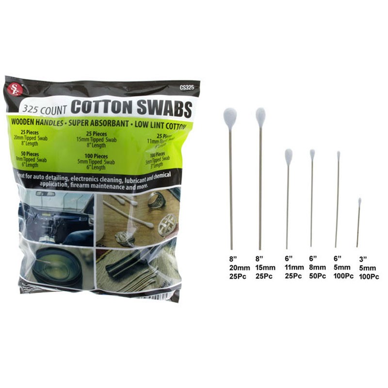 Assorted Cotton Swabs with Wood Handle - 325 Pieces