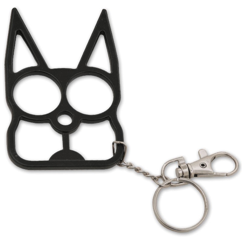 Solid Steel Cat Defense Keychain - Black