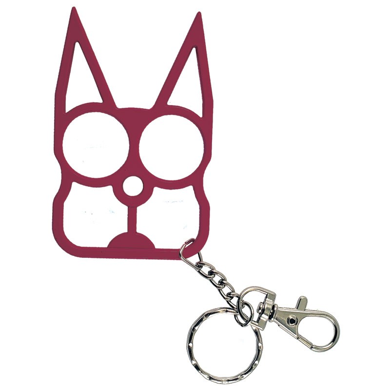 Solid Steel Cat Defense Keychain - Hot Pink