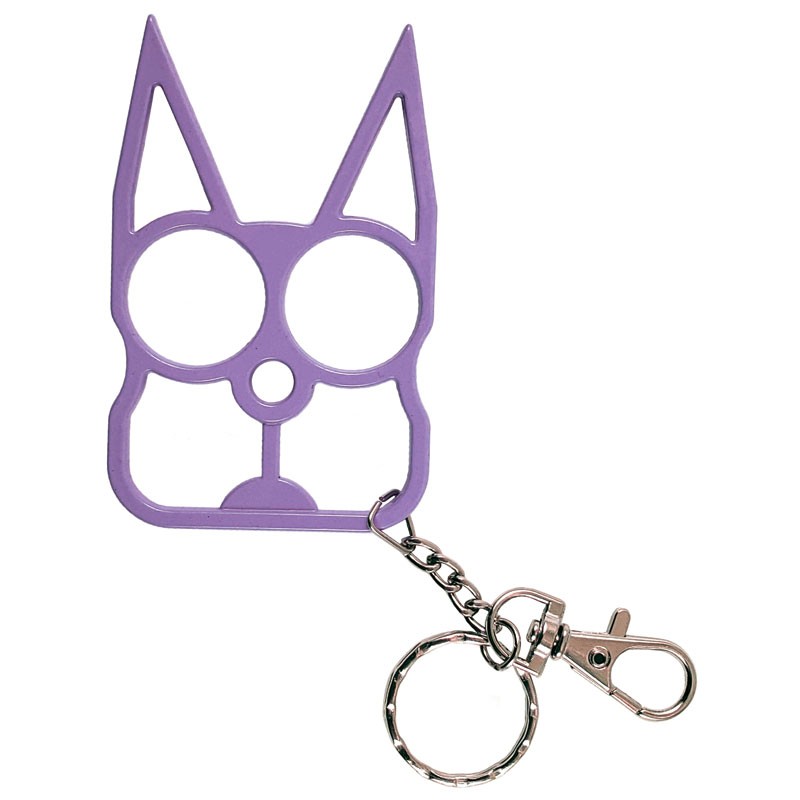 Solid Steel Cat Defense Keychain - Purple