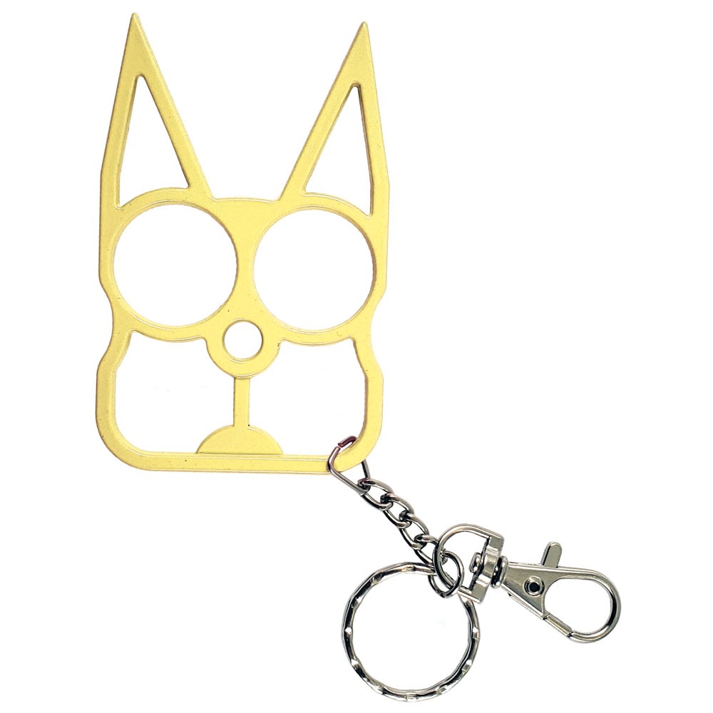 Feline Defender Cat Spiked Ears Defense Keychain Your Personal Guardian Angel Yellow
