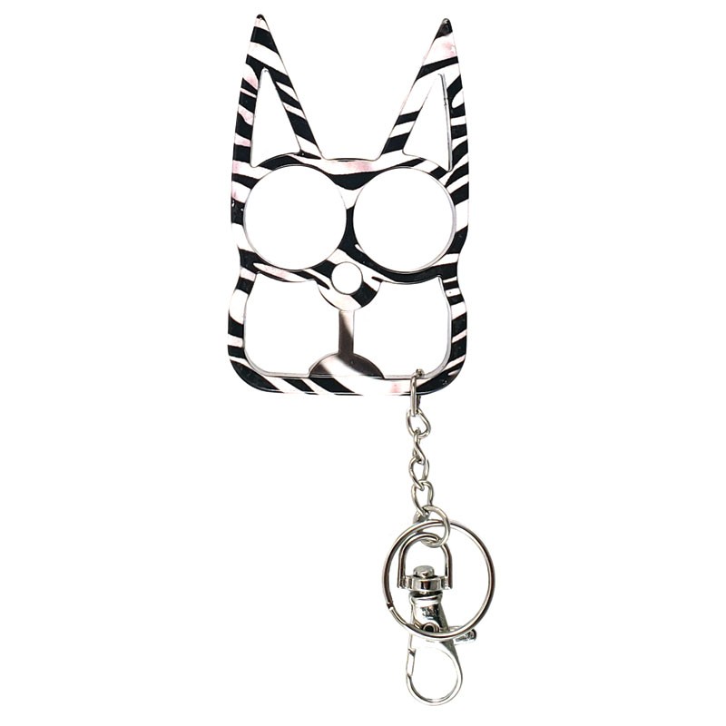 Solid Steel Cat Defense Keychain - Zebra