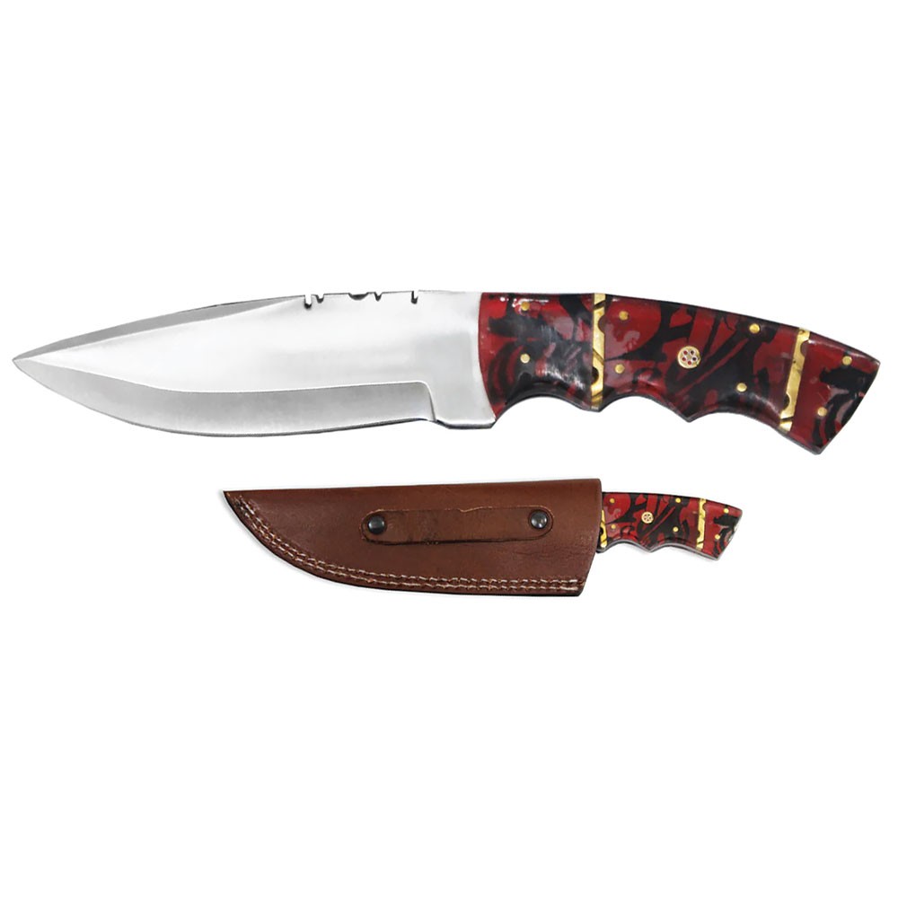 Deer Creek 10" Brown Acrylic Hunting Knife with Leather Sheath