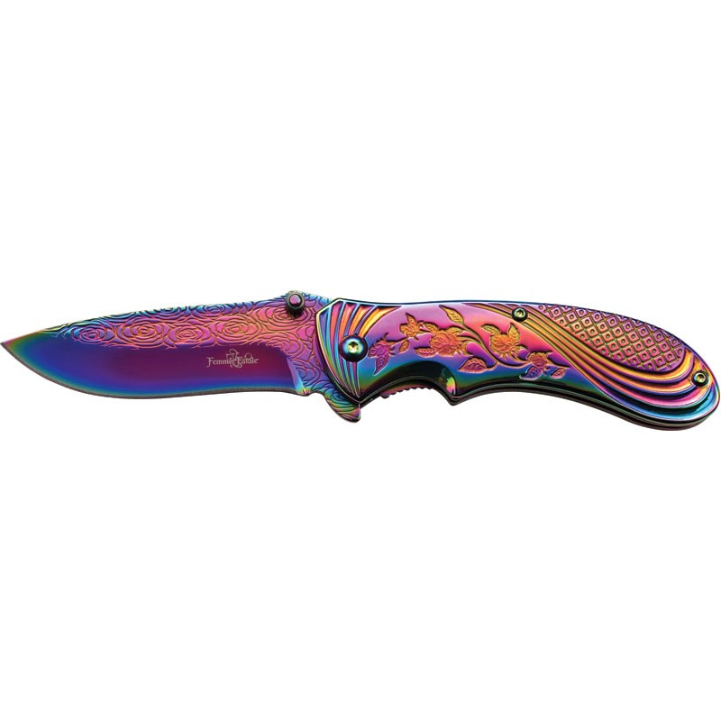 Femme Fatale FF-A008 Spring Assisted Knife - Rainbow