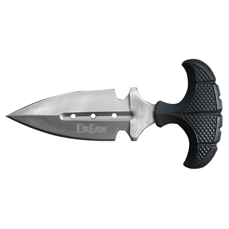 Silver Blade Push Dagger with Black Handle