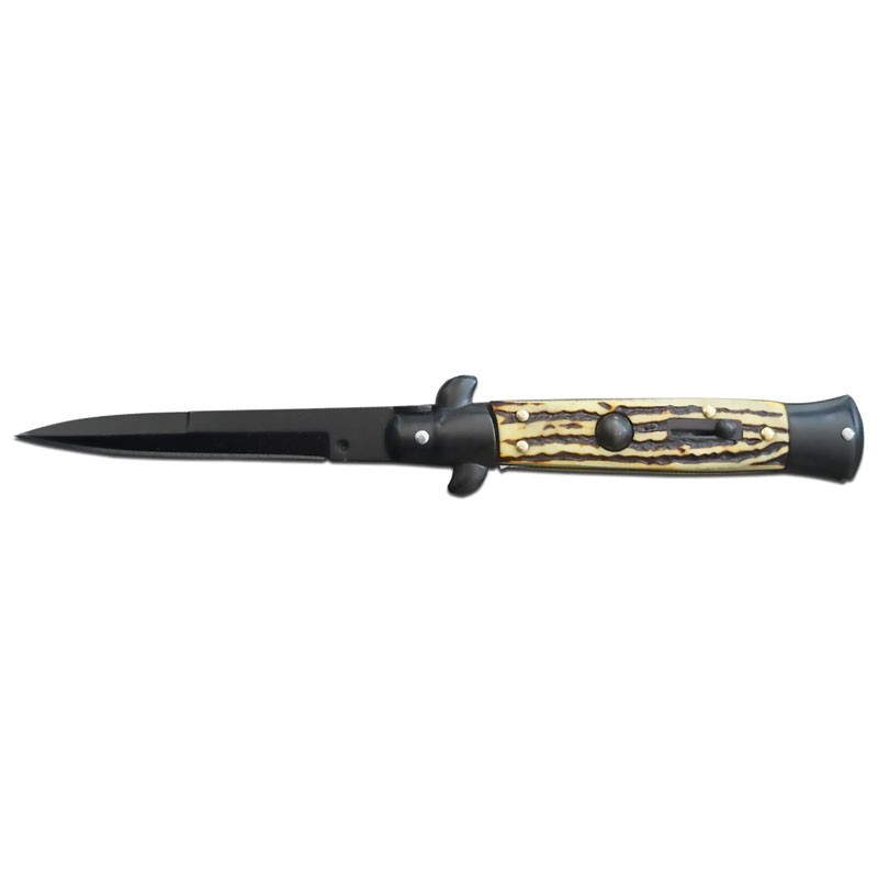 The Vintage Virtuoso: Godfather Stiletto Auto - Black with Stag