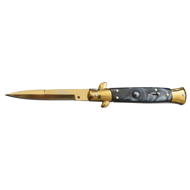 Stiletto Godfather Switchblade - Gold with Black Marble