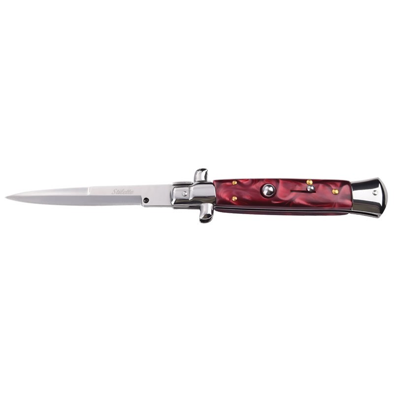 Stiletto Godfather Switchblade - Large - Red Marble
