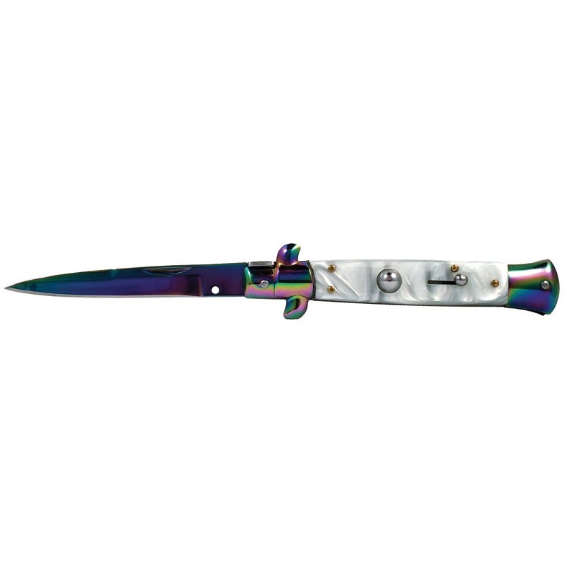 Classic Stiletto Godfather - White Marble - Rainbow Blade