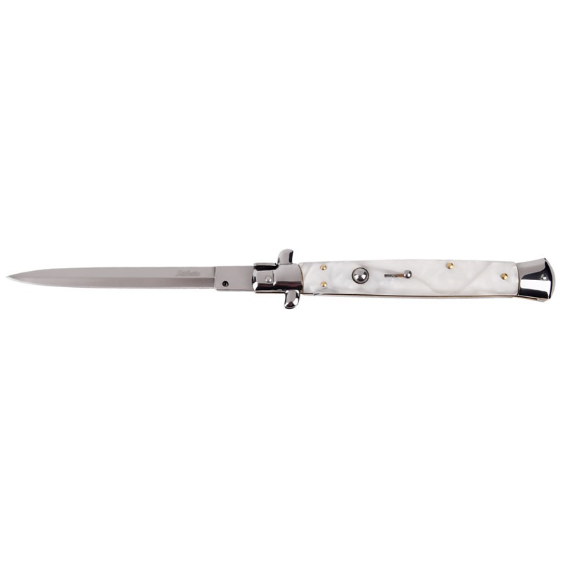 XL Godfather Stiletto Swicthblade - White Marble