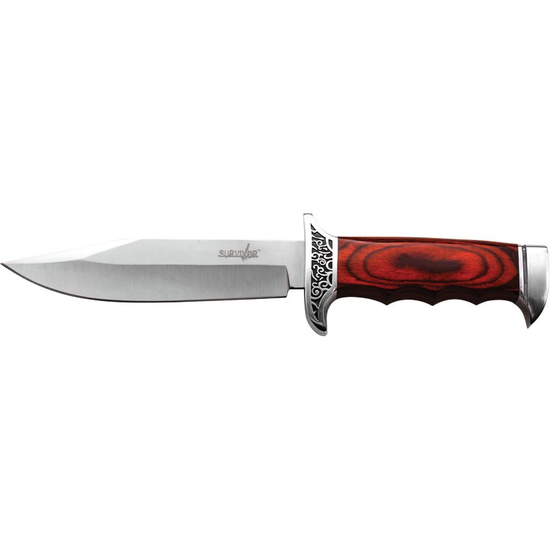 Brown Wood Handle Survival Knife