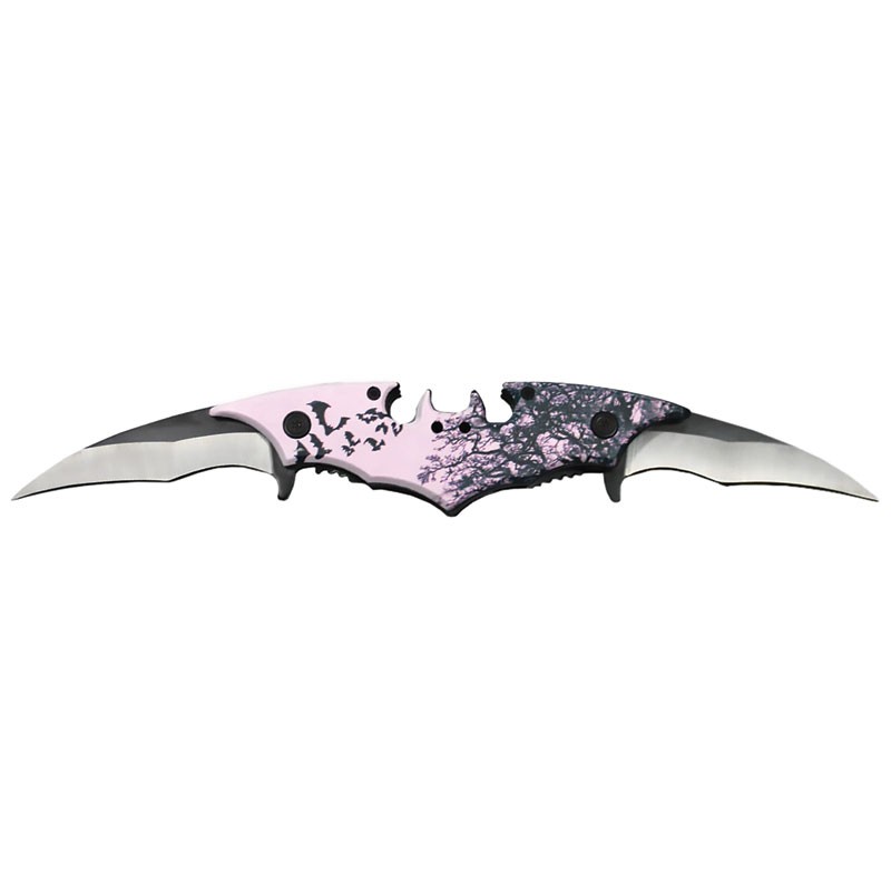 Pink Dual-Blade Bat Pocket Knife