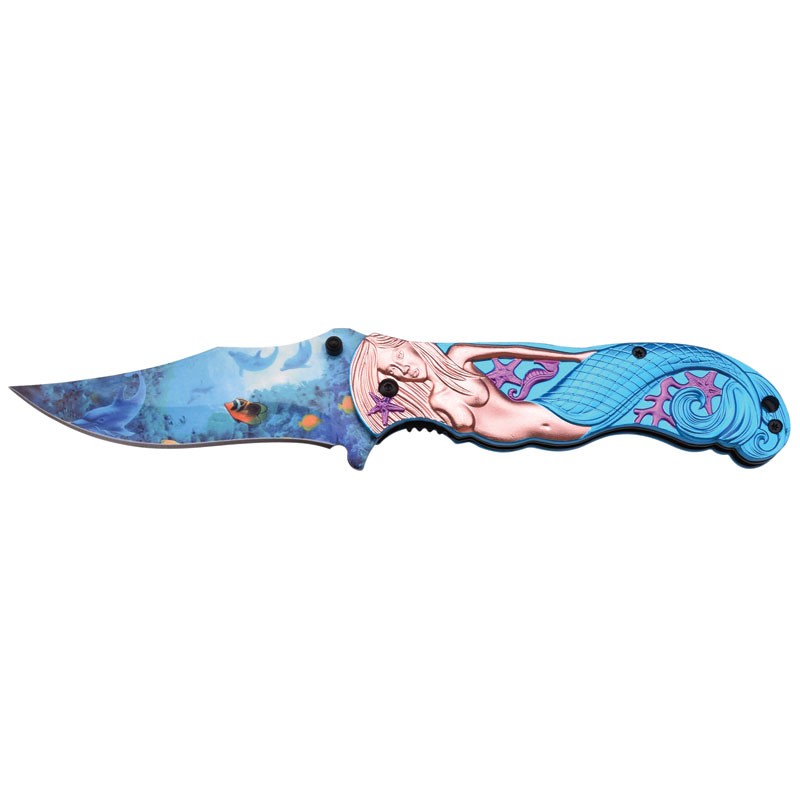 Mermaid Tail Assisted Opening Knife - Blue