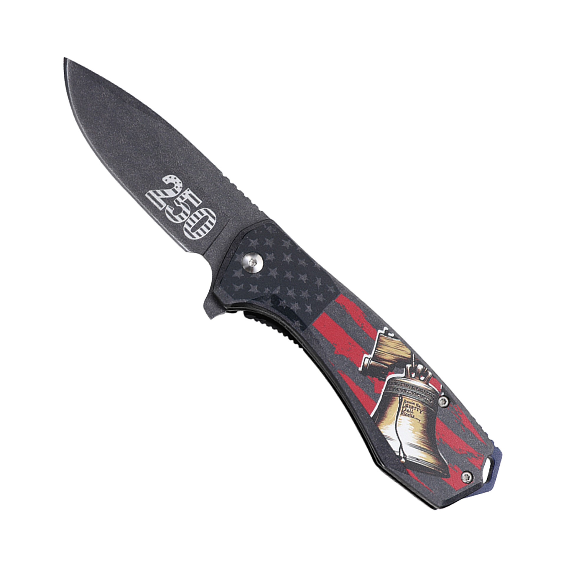 Liberty Bell 250 Patriotic Spring-Assisted Knife - Black Aluminum
