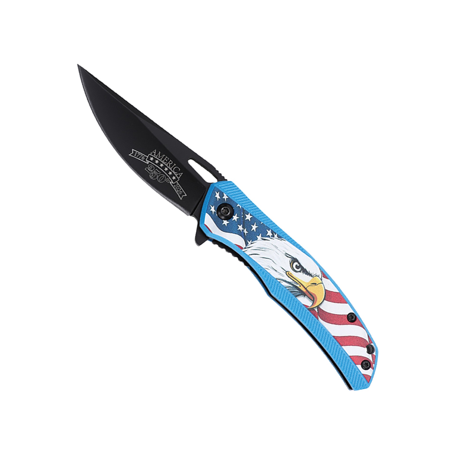 Eagle Honor Patriotic Spring Assisted Knife - Blue Aluminum