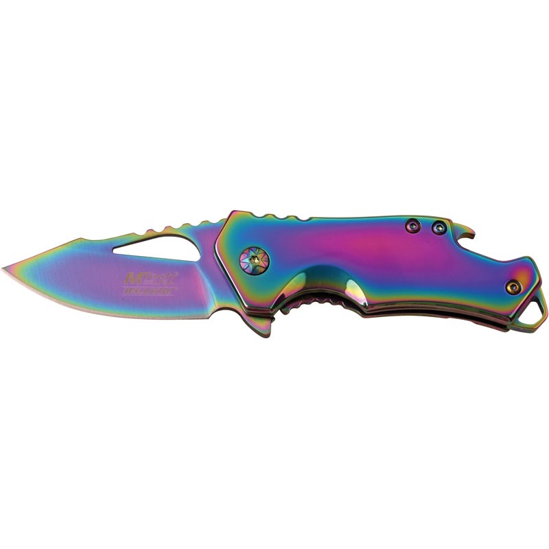 M-Tech Ballastic Assisted Opening Knife MT-A882SRB - Rainbow Titanium