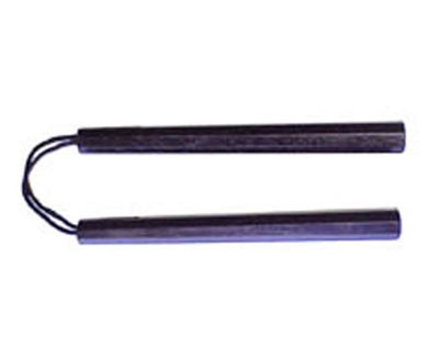 Hardwood Nunchuck with Rope - Black