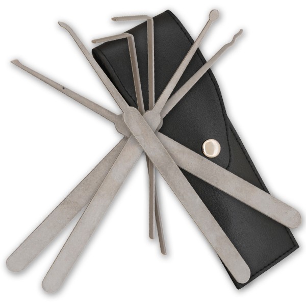 6 Piece Lockpicking Kit W/ Faux Leather Case