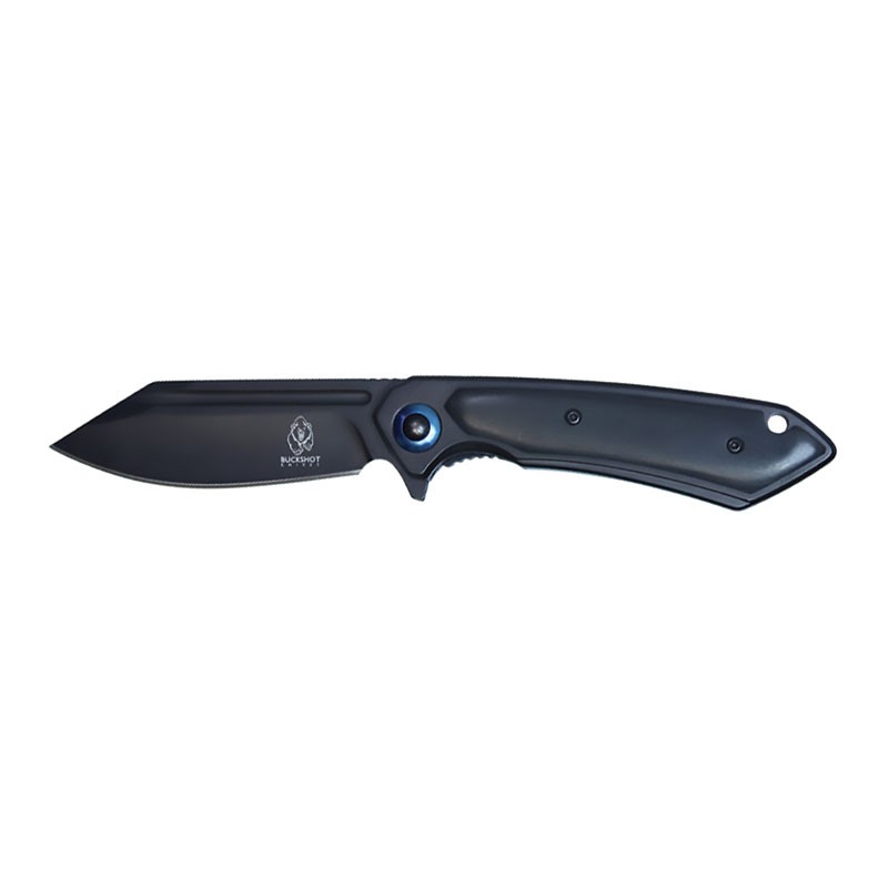 Nocturnal Edge - 8" Black Stainless Steel Assisted Pocket Knife with Black Handle
