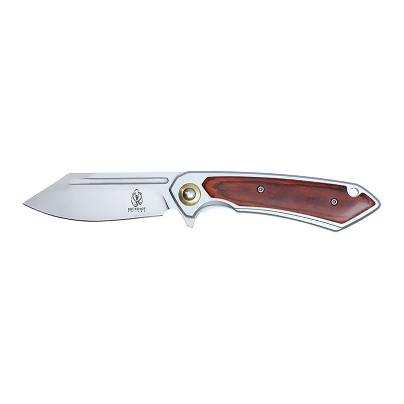 Golden Prestige - 8" Stainless Steel Assisted Pocket Knife with Wood Handle