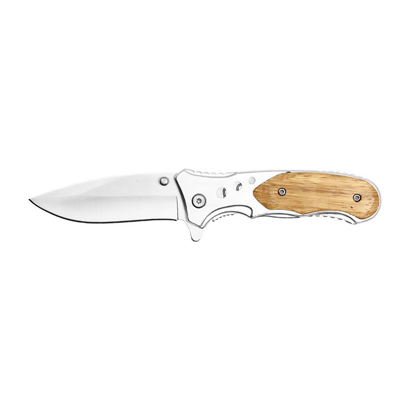 Silver Oak - 7.75" Assisted Pocket Knife with Natural Wooden Handle